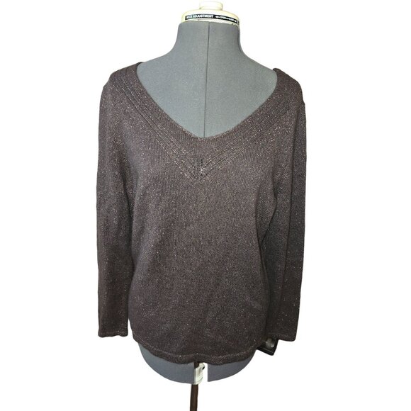 Lane Bryant Womens 14/16 Metallic Brown Sweater With Viscose Wool & Angora Blend - Picture 1 of 3